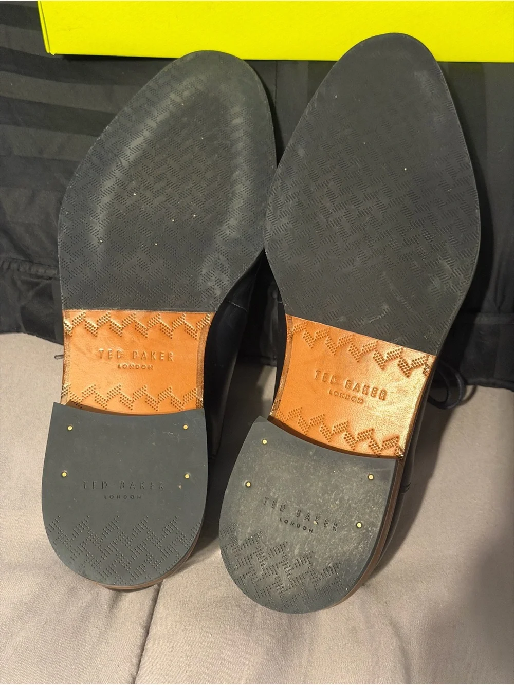 Ted Baker Navy Leather Derby Shoes with Teal Inner Lining